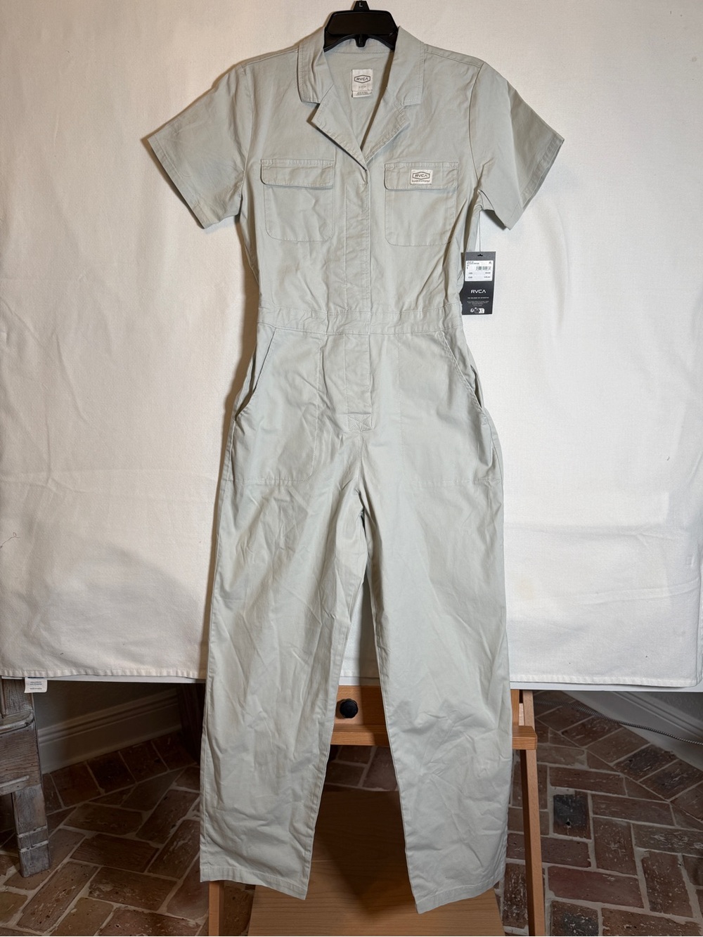 RVCA Recession Jumpsuit Dayshift Collection Grey Short Sleeve Coverall Small